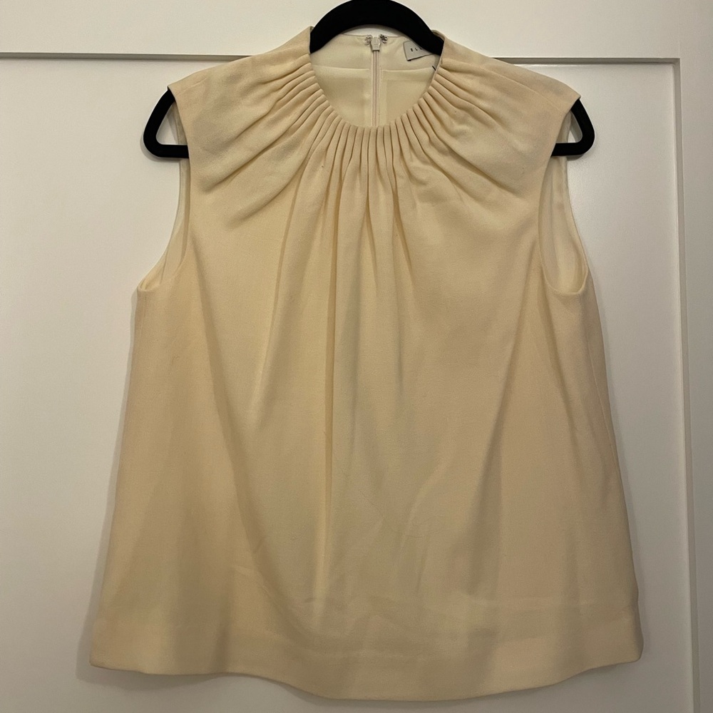 Chic Gathered Neck Sleeveless Blouse